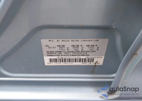 2007 Mazda Mazda3 I from USA, damaged, VIN JM1BK32F971711304